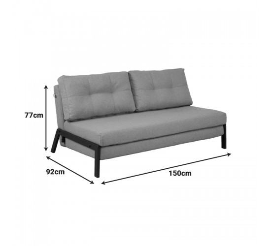 Καναπές 2θέσιος-κρεβάτι Fancy ύφασμα σε κίτρινη απόχρωση με μαύρο πόδι 150x92x77εκ Υλικό: FABRIC - FOAM - METAL FRAME - METAL LEGS 024-000055