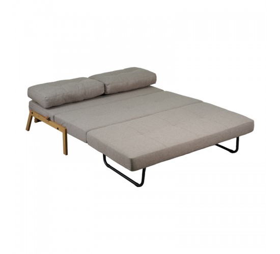 Καναπές 2θέσιος-κρεβάτι Fancy ύφασμα σε μπεζ απόχρωση με φυσικό πόδι 150x92x77εκ Υλικό: FABRIC - FOAM - METAL FRAME - METAL LEGS 024-000056