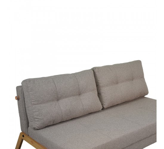 Καναπές 2θέσιος-κρεβάτι Fancy ύφασμα σε μπεζ απόχρωση με φυσικό πόδι 150x92x77εκ Υλικό: FABRIC - FOAM - METAL FRAME - METAL LEGS 024-000056