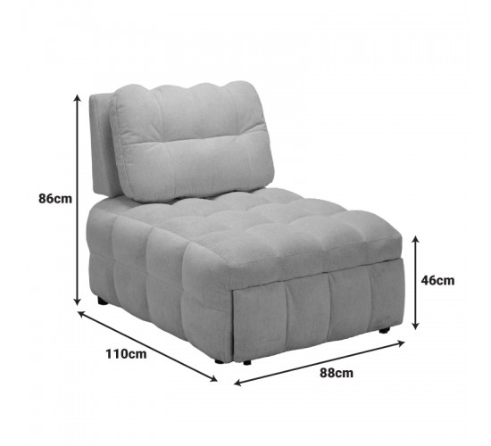 Πολυθρόνα-κρεβάτι Jelica γκρι ύφασμα 88x110x86εκ Υλικό: FOAM - METAL FRAME - METAL LEGS - SPONGE - POLIFIBER FABRIC - PLYWOOD 024-000058