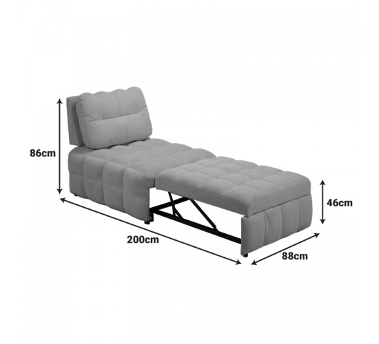 Πολυθρόνα-κρεβάτι Jelica γκρι ύφασμα 88x110x86εκ Υλικό: FOAM - METAL FRAME - METAL LEGS - SPONGE - POLIFIBER FABRIC - PLYWOOD 024-000058