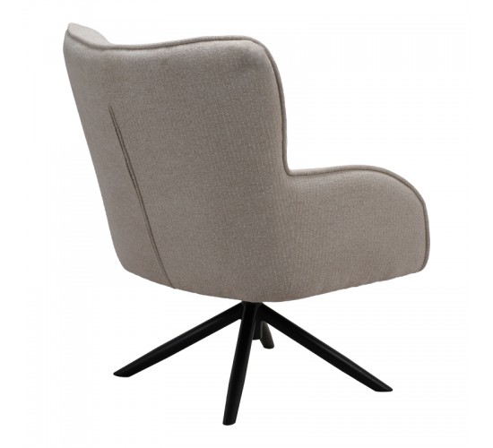 Πολυθρόνα Fremilia περιστρεφόμενη γκρι-μπεζ ύφασμα με μαύρη μεταλλική βάση 75x80x94εκ Υλικό: PLYWOOD BOARD - SONGE - METAL FRAME - FABRIC 024-000059