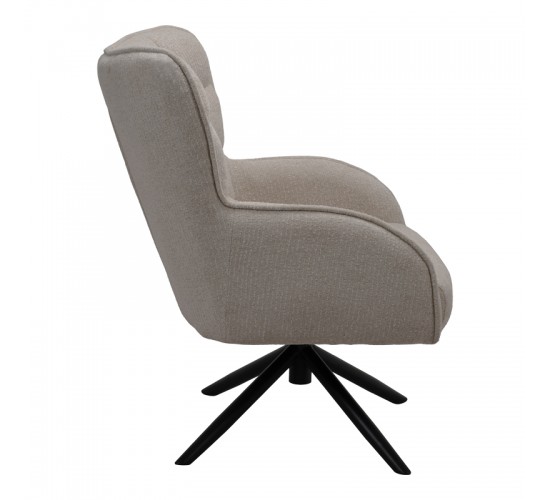 Πολυθρόνα Fremilia περιστρεφόμενη γκρι-μπεζ ύφασμα με μαύρη μεταλλική βάση 75x80x94εκ Υλικό: PLYWOOD BOARD - SONGE - METAL FRAME - FABRIC 024-000059