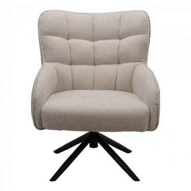 Πολυθρόνα Fremilia περιστρεφόμενη γκρι-μπεζ ύφασμα με μαύρη μεταλλική βάση 75x80x94εκ Υλικό: PLYWOOD BOARD - SONGE - METAL FRAME - FABRIC 024-000059