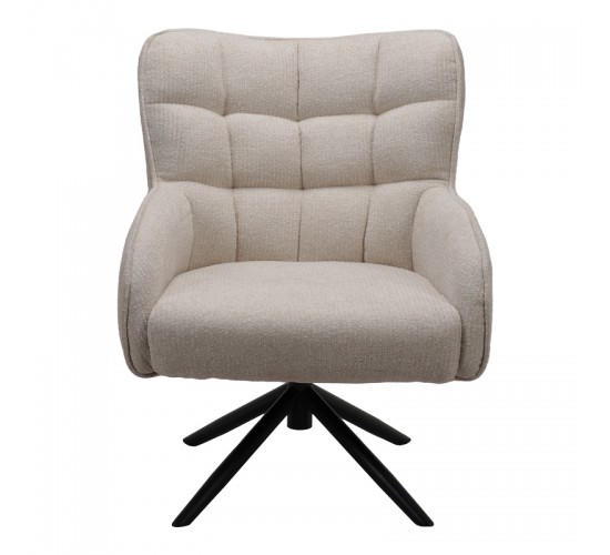 Πολυθρόνα Fremilia περιστρεφόμενη γκρι-μπεζ ύφασμα με μαύρη μεταλλική βάση 75x80x94εκ Υλικό: PLYWOOD BOARD - SONGE - METAL FRAME - FABRIC 024-000059