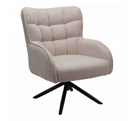 Πολυθρόνα Fremilia περιστρεφόμενη γκρι-μπεζ ύφασμα με μαύρη μεταλλική βάση 75x80x94εκ Υλικό: PLYWOOD BOARD - SONGE - METAL FRAME - FABRIC 024-000059