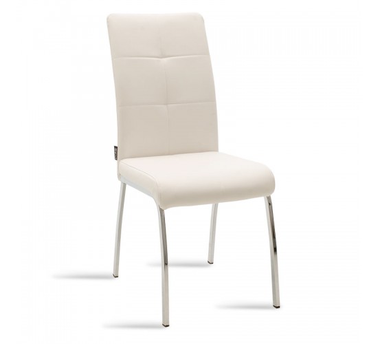 Καρέκλα Ariadne PU λευκό-πόδι χρωμίου Υλικό: METAL - PU 029-000070