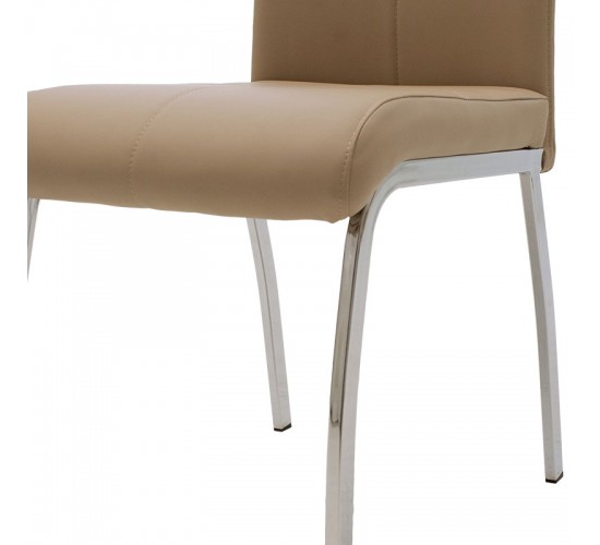 Καρέκλα Ariadne PU μόκα-πόδι χρωμίου Υλικό: METAL - PU 029-000071