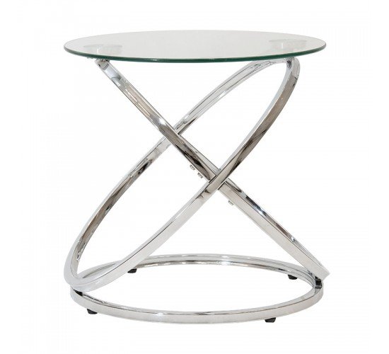 Βοηθητικό τραπέζι Sabin μέταλλο-γυαλί 5mm Φ50x50εκ Υλικό: METAL - TEMPERED GLASS 5mm 029-000105
