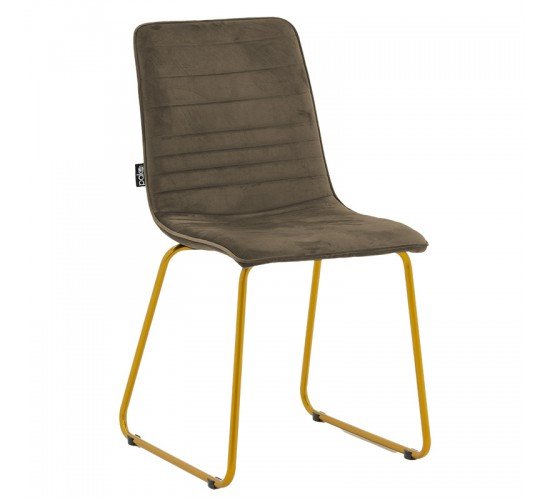Καρέκλα Amalia βελούδο καφέ-χρυσό πόδι Υλικό: METAL - VELVET 029-000133