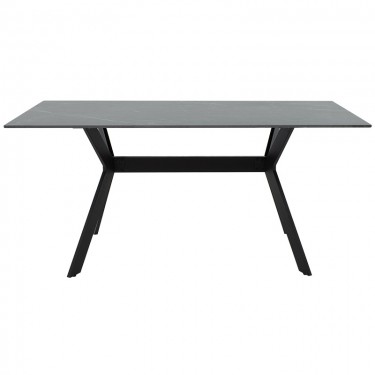 Τραπέζι Olivet sintered stone μαύρο μαρμάρου-μαύρο 180x90x75εκ Υλικό: 12mm sintered stone - METAL 029-000142