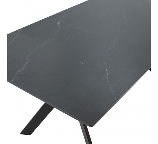 Τραπέζι Olivet sintered stone μαύρο μαρμάρου-μαύρο 180x90x75εκ Υλικό: 12mm sintered stone - METAL 029-000142 Τραπέζι Olivet sintered stone μαύρο μαρμάρου-μαύρο 180x90x75εκ Υλικό: 12mm sintered stone - METAL 029-000142