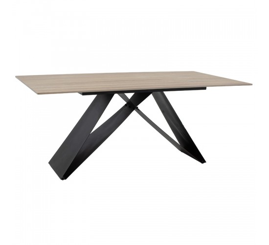 Τραπέζι Sabrina sintered stone sonoma-μαύρο 180x90x75εκ Υλικό: 12mm sintered stone - METAL 029-000143 Τραπέζι Sabrina sintered stone sonoma-μαύρο 180x90x75εκ Υλικό: 12mm sintered stone - METAL 029-000143