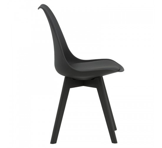 Καρέκλα Gaston PP-PU μαύρο-πόδι ξύλο μαύρο Υλικό: PP 2800g/m³   - PU - WOODEN LEG 029-000204
