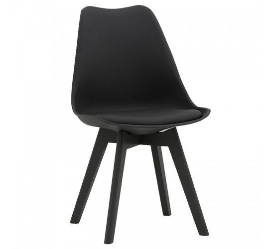 Καρέκλα Gaston PP-PU μαύρο-πόδι ξύλο μαύρο Υλικό: PP 2800g/m³   - PU - WOODEN LEG 029-000204