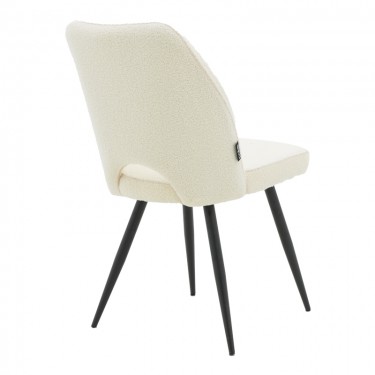 Καρέκλα Renish μπουκλέ λευκό-μεταλλικό μαύρο πόδι 47x61x85εκ Υλικό: TEDDY FABRIC - METAL 029-000211