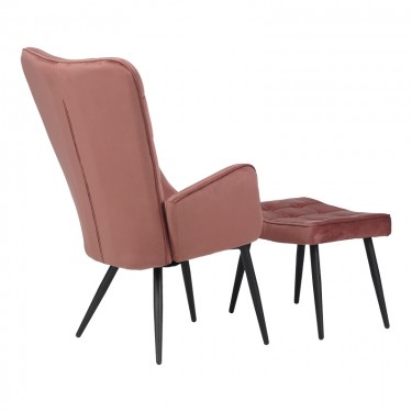 Πολυθρόνα με υποπόδιο Dorita βελούδο σάπιο μήλο-πόδι μαύρο μέταλλο 68.5x76x103εκ Υλικό: VELVET -  WOOD - METAL 029-000215