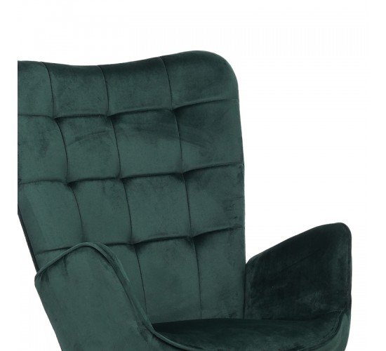 Πολυθρόνα με υποπόδιο Dorita βελούδο κυπαρισσί-μαύρο πόδι 68.5x76x103εκ Υλικό: VELVET -  WOOD - METAL 029-000216