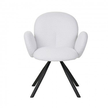 Πολυθρόνα Garzele Inart λευκό μπουκλέ ύφασμα-πόδι μαύρο μέταλλο 68x66x82.5εκ Υλικό: FABRIC - METAL 029-000247