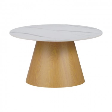 Τραπέζι σαλονιού Soleire Inart λευκό μαρμάρου sintered stone -μεταλλική βάση Φ70x41.5εκ Υλικό: SINTERED STONE 029-000265