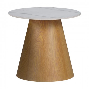 Βοηθητικό τραπέζι Soleire Inart λευκό μαρμάρου sintered stone-μεταλλική βάση Φ50x47.5εκ Υλικό: SINTERED STONE 029-000266