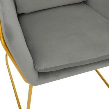 Πολυθρόνα Mira βελούδο γκρι-χρυσό 65x69x86εκ Υλικό: METAL - VELVET 029-000287