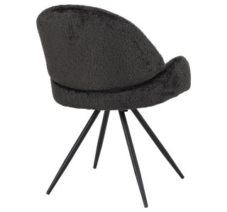 Καρέκλα περιστρεφόμενη Morea μπουκλέ ύφασμα σε μαύρη απόχρωση με μαύρα μεταλλικά πόδια 55x63.5x89.5εκ Υλικό: TEDDY FABRIC - METAL 029-000294
