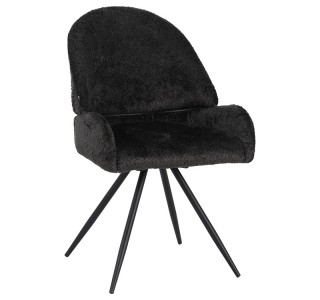 Καρέκλα περιστρεφόμενη Morea μπουκλέ ύφασμα σε μαύρη απόχρωση με μαύρα μεταλλικά πόδια 55x63.5x89.5εκ Υλικό: TEDDY FABRIC - METAL 029-000294