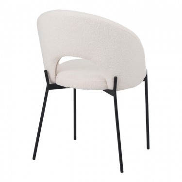 Καρέκλα Masebo μπουκλέ ύφασμα σε λευκή απόχρωση με μαύρα μεταλλικά πόδια 48x58.5x82εκ Υλικό: TEDDY FABRIC - METAL 029-000299