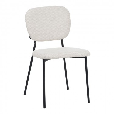 Καρέκλα Cathair μπουκλέ ύφασμα σε μπεζ απόχρωση με μαύρα μεταλλικά πόδια 48x53x82εκ Υλικό: TEDDY FABRIC - METAL 029-000305