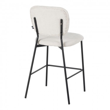 Σκαμπό μπαρ Cathair μπουκλέ ύφασμα σε μπεζ απόχρωση με μαύρα μεταλλικά πόδια 48x54x100εκ Υλικό: TEDDY FABRIC - METAL 029-000309