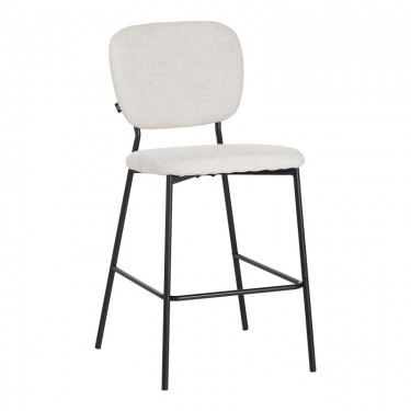 Σκαμπό μπαρ Cathair μπουκλέ ύφασμα σε μπεζ απόχρωση με μαύρα μεταλλικά πόδια 48x54x100εκ Υλικό: TEDDY FABRIC - METAL 029-000309