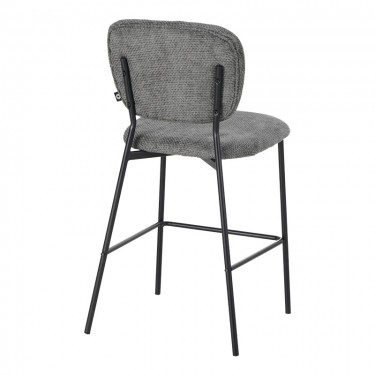 Σκαμπό μπαρ Cathair μπουκλέ ύφασμα σε γκρι απόχρωση με μαύρα μεταλλικά πόδια 48x54x100εκ Υλικό: TEDDY FABRIC - METAL 029-000310