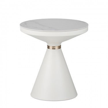 Βοηθητικά τραπέζια Coozlin Inart sintered stone σε απόχρωση λευκό μαρμάρου με λευκό-χρυσό μέταλλο Υλικό: METAL SINTERED STONE 029-000320