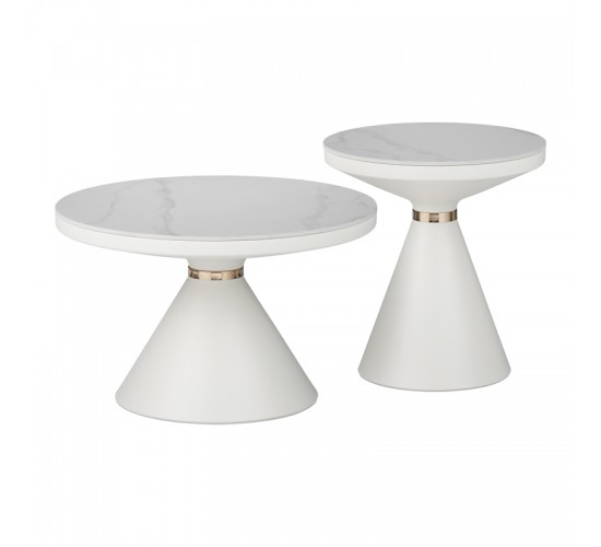 Βοηθητικά τραπέζια Coozlin Inart sintered stone σε απόχρωση λευκό μαρμάρου με λευκό-χρυσό μέταλλο Υλικό: METAL SINTERED STONE 029-000320 Βοηθητικά τραπέζια Coozlin Inart sintered stone σε απόχρωση λευκό μαρμάρου με λευκό-χρυσό μέταλλο Υλικό: METAL SINTERED STONE 029-000320
