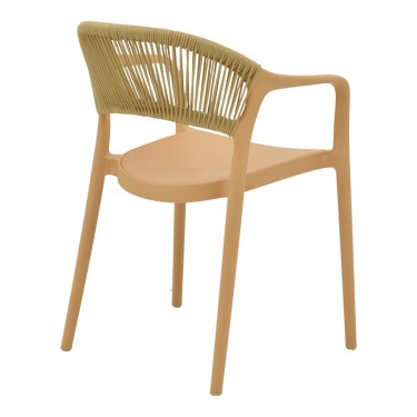 Πολυθρόνα Ankara στοιβαζόμενη pp cappuccino απόχρωση με μπεζ rattan 57x48x80εκ Υλικό: PP - PE RATTAN 029-000335