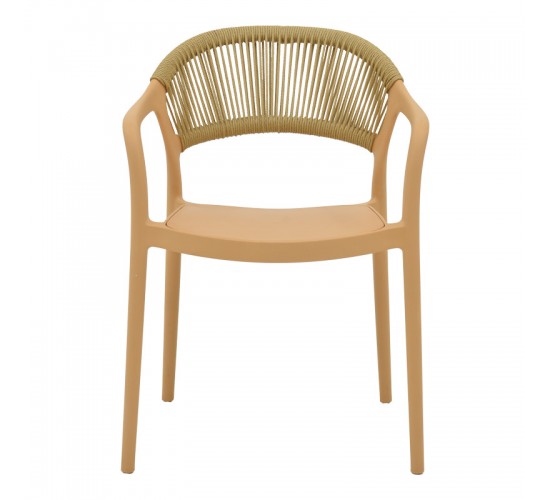 Πολυθρόνα Ankara στοιβαζόμενη pp cappuccino απόχρωση με μπεζ rattan 57x48x80εκ Υλικό: PP - PE RATTAN 029-000335