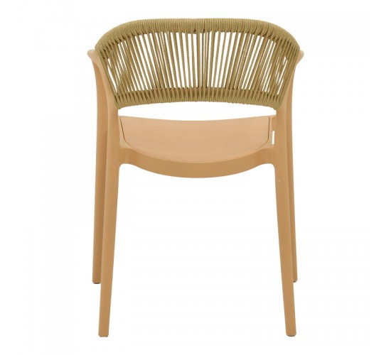 Πολυθρόνα Ankara στοιβαζόμενη pp cappuccino απόχρωση με μπεζ rattan 57x48x80εκ Υλικό: PP - PE RATTAN 029-000335