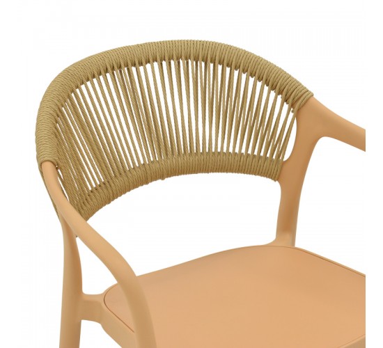 Πολυθρόνα Ankara στοιβαζόμενη pp cappuccino απόχρωση με μπεζ rattan 57x48x80εκ Υλικό: PP - PE RATTAN 029-000335