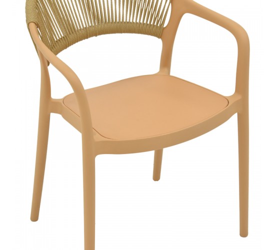 Πολυθρόνα Ankara στοιβαζόμενη pp cappuccino απόχρωση με μπεζ rattan 57x48x80εκ Υλικό: PP - PE RATTAN 029-000335