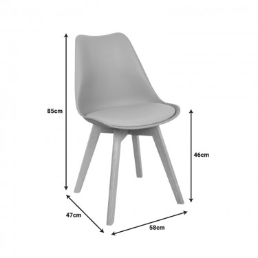 Καρέκλα Gaston PP-PU ανοιχτό γκρι απόχρωση- φυσικό πόδι 43x51x75εκ Υλικό: PP - PU - BEECH WOOD 029-000338