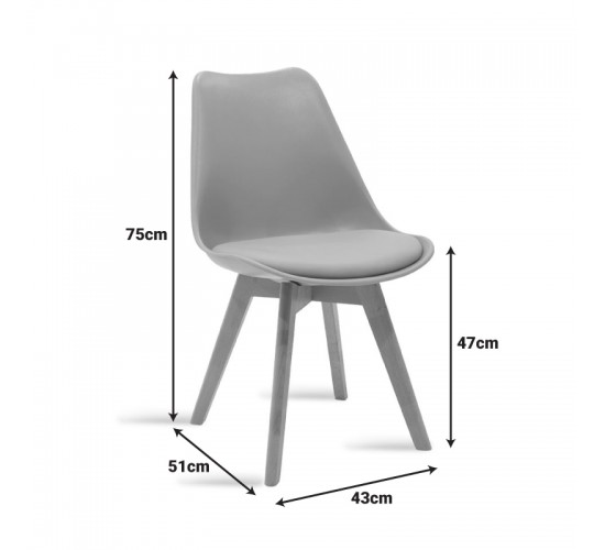 Καρέκλα Gaston PP-PU ανοιχτό γκρι απόχρωση- φυσικό πόδι 43x51x75εκ Υλικό: PP - PU - BEECH WOOD 029-000338