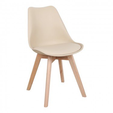 Καρέκλα Gaston PP-PU taupe απόχρωση- φυσικό πόδι 43x51x75εκ Υλικό: PP - PU - BEECH WOOD 029-000340