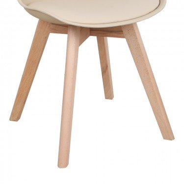 Καρέκλα Gaston PP-PU taupe απόχρωση- φυσικό πόδι 43x51x75εκ Υλικό: PP - PU - BEECH WOOD 029-000340