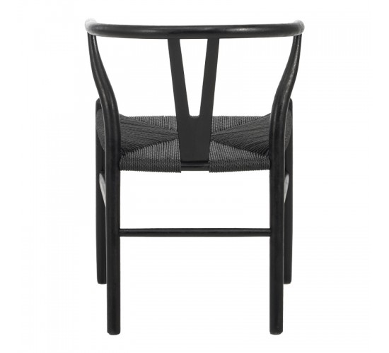 Καρέκλα Wishbone rubberwood-σχοινί σε μαύρη απόχρωση 60x51x80εκ Υλικό: RUBERWOOD - ROPE PAPER 029-000344