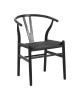 Καρέκλα Wishbone rubberwood-σχοινί σε μαύρη απόχρωση 60x51x80εκ Υλικό: RUBERWOOD - ROPE PAPER 029-000344