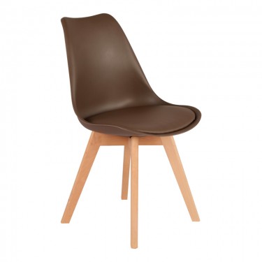 Καρέκλα Gaston PP-PU καφέ απόχρωση- φυσικό πόδι 43x51x75εκ Υλικό: PP - PU - BEECH WOOD legs 029-000345