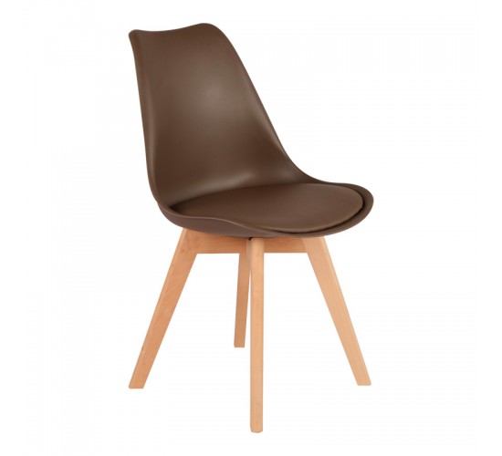 Καρέκλα Gaston PP-PU καφέ απόχρωση- φυσικό πόδι 43x51x75εκ Υλικό: PP - PU - BEECH WOOD legs 029-000345 Καρέκλα Gaston PP-PU καφέ απόχρωση- φυσικό πόδι 43x51x75εκ Υλικό: PP - PU - BEECH WOOD legs 029-000345
