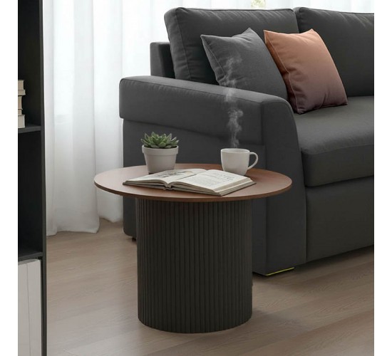 Τραπέζι σαλονιού Dovel mdf σε καρυδί-μαυρη απόχρωση Φ70x40εκ Υλικό: MDF covered paper 029-000352