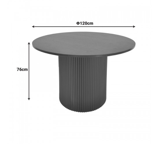 Τραπέζι Karulo mdf σε μαύρη απόχρωση Φ120x76εκ Υλικό: MDF covered paper 029-000356